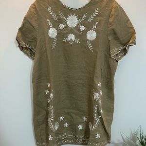 Zara embroidered linen dress